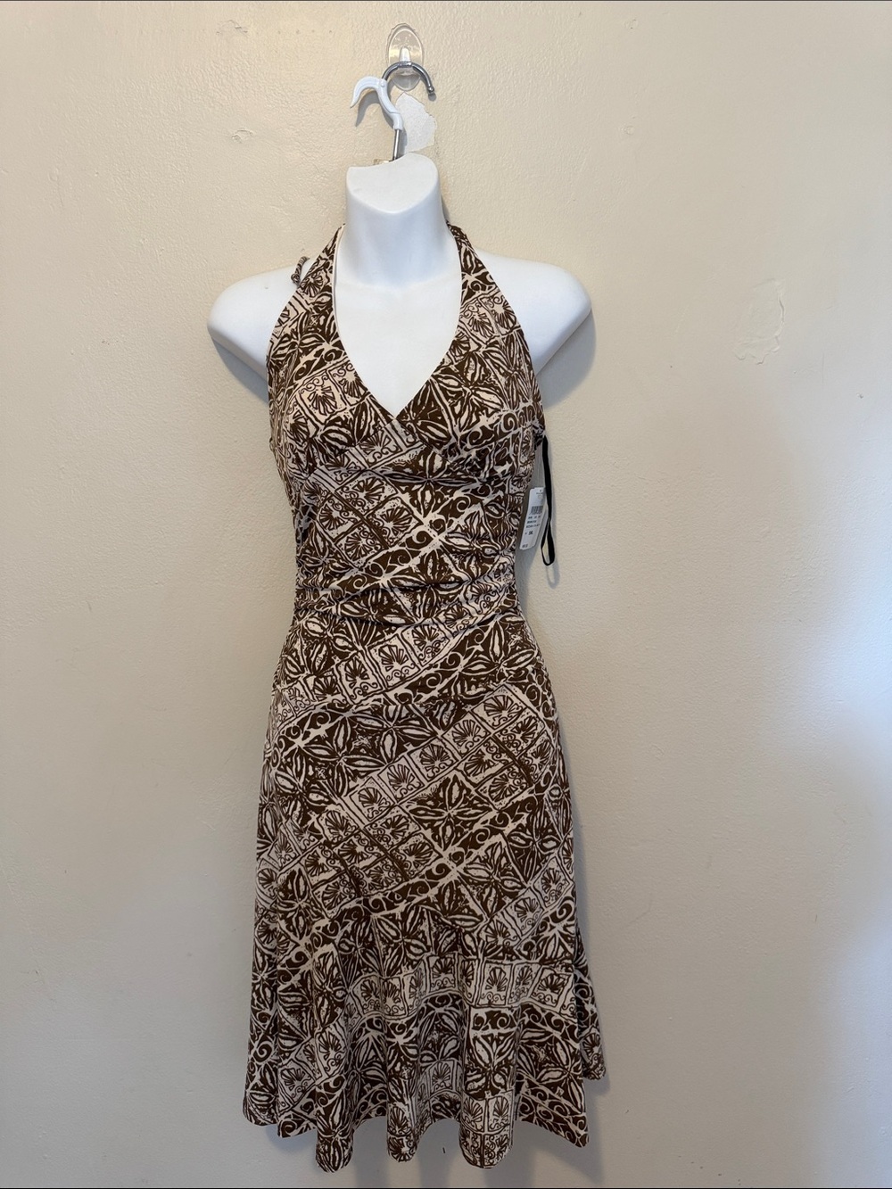 Windsor Brown and Cream Halter A-Line Dress